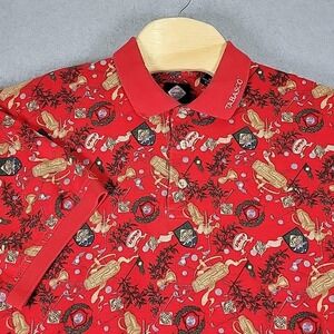 Vintage Tabasco Hot Sauce Golf Clubs Polo Shirt Men's Size XL Red All Over Print